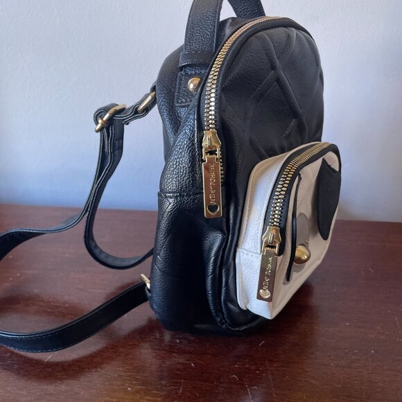Betsey Johnson Quilted Puppy Dog Mini Backpack | Black & White Kitsch - Picture 4 of 13